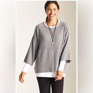 J Jill kimono sleeve cotton/cashmere grey heather Lagenlook sweater. Sz Large